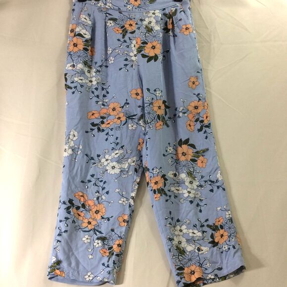 J.Crew Floral Print Cropped Pants Lined Blue Viscose Side Zip Size 6 Style L553 - Picture 1 of 5
